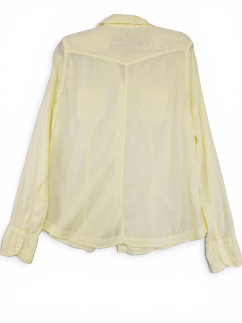 AE Women's Sheer Yellow Button Up Shirt Size 16 Y2k Coastal Boho Beach Coverup - Picture 3 of 13